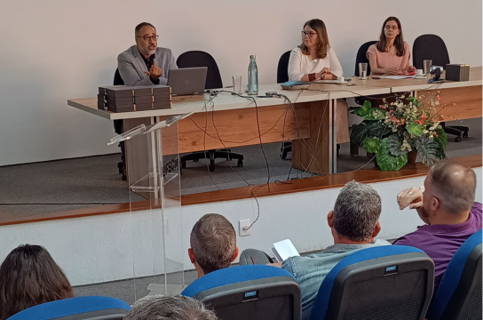 Pró-Reitor de Pós-Graduação, Reitora da UFSCar e Coordenadora de Internacionalização da Pós-Graduação em evento realizado no dia 9 de maio.